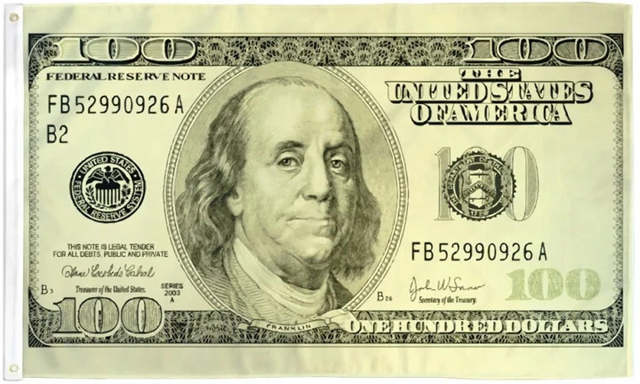 Hundred Dollars Flag 2x3ft Poly Money $100 Dollars Novelty Dorm Room Flag