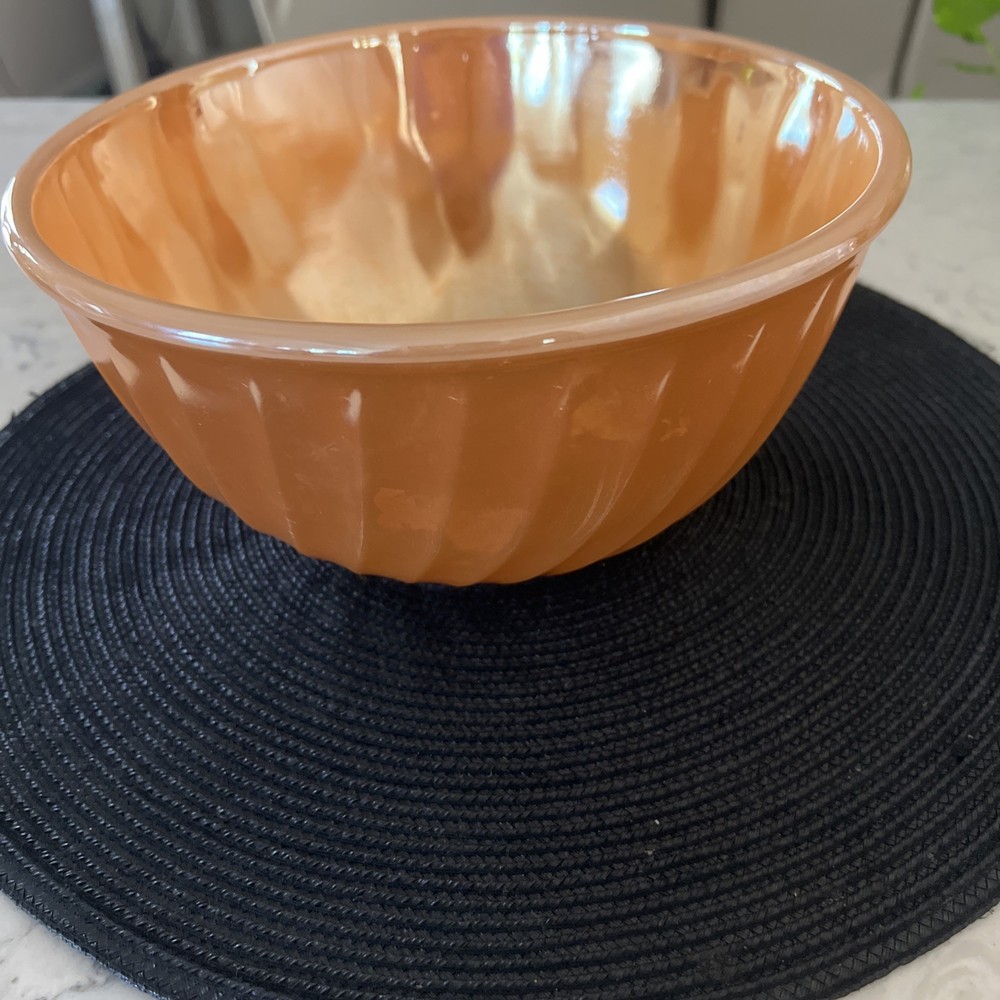 Vintage Fire King Peach Lustre Swirl 8 Inch Mixing Bowl EUC Oven Ware