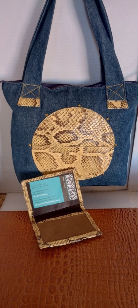 Female Denim/Burnmese Python Skin Purse.