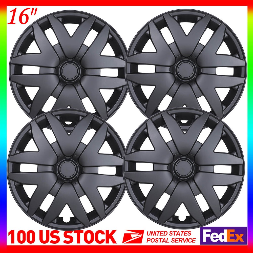 New Set of 16in Matte Black Hubcaps for 2004-2010 Toyota Sienna