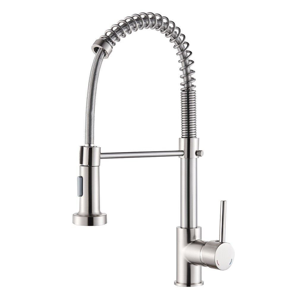 Brushed Nickel Kitchen Faucet with Pull Down Sprayer Single Handle Sink Mixer