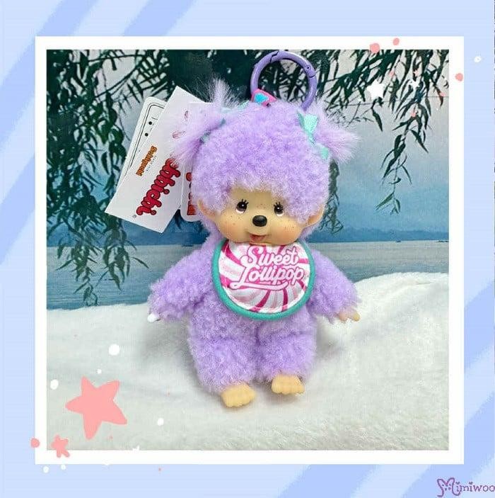 Sweet Lollipop Monchhichi SS Keychain Mascot Purple New Mimiwoo
