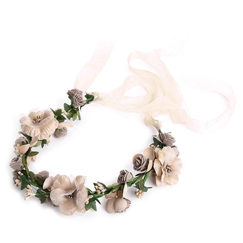 Boho Floral Wreath Hairband for Wedding Bride Festival Party