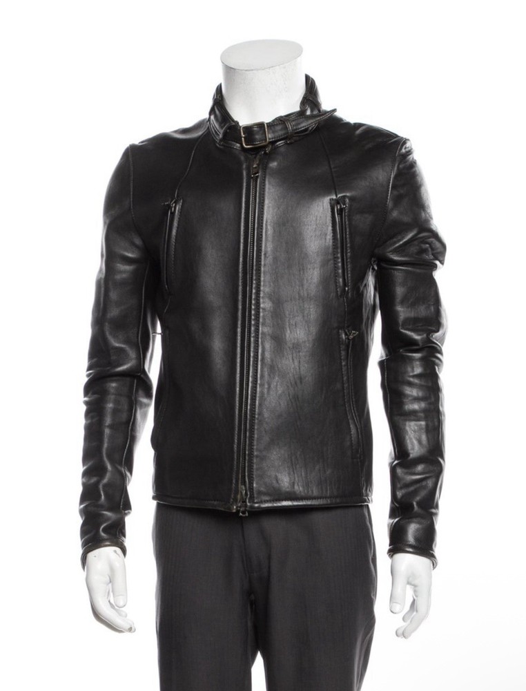 Viridi Anne Black Leather Jacket Size M Mens Premium Biker Style