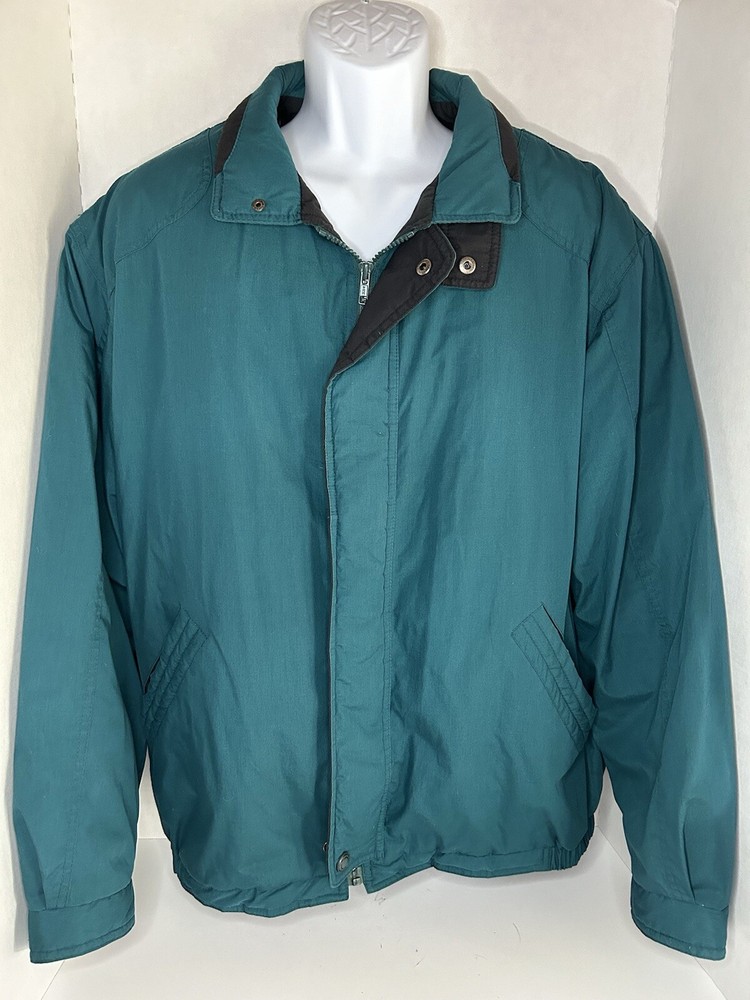 Members Only Flannel-Lined Full Zip Jacket Blue Teal Vintage Size Large-image