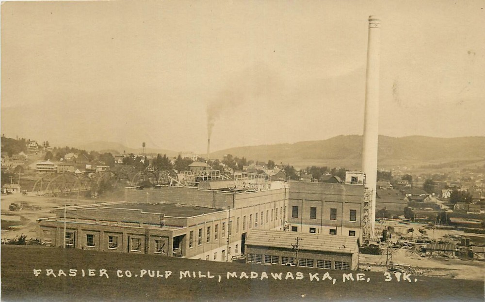 1926 Madawaska Maine Frasier Co Pulp Mill occupation Postcard RPPC 25-891