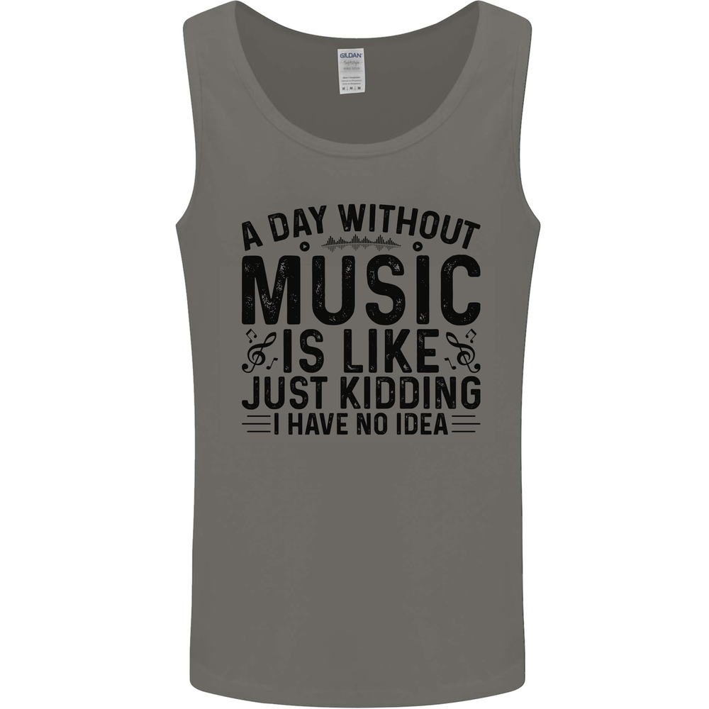 A Day Without Music Pop Rock Reggae Dance Mens Vest Tank Top