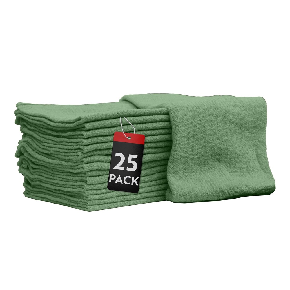 Auto Mechanic Shop Towels 25 Pack Rags 100% Cotton Size 25 Pack, Green