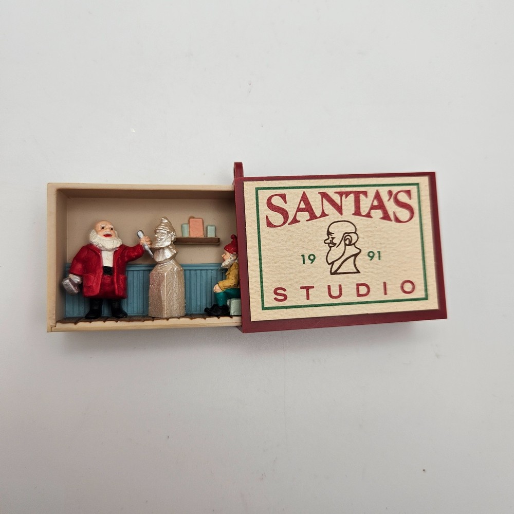 Vintage Hallmark Keepsake Ornament Santa’s Studio 1991 Matchbox Diorama Boxed