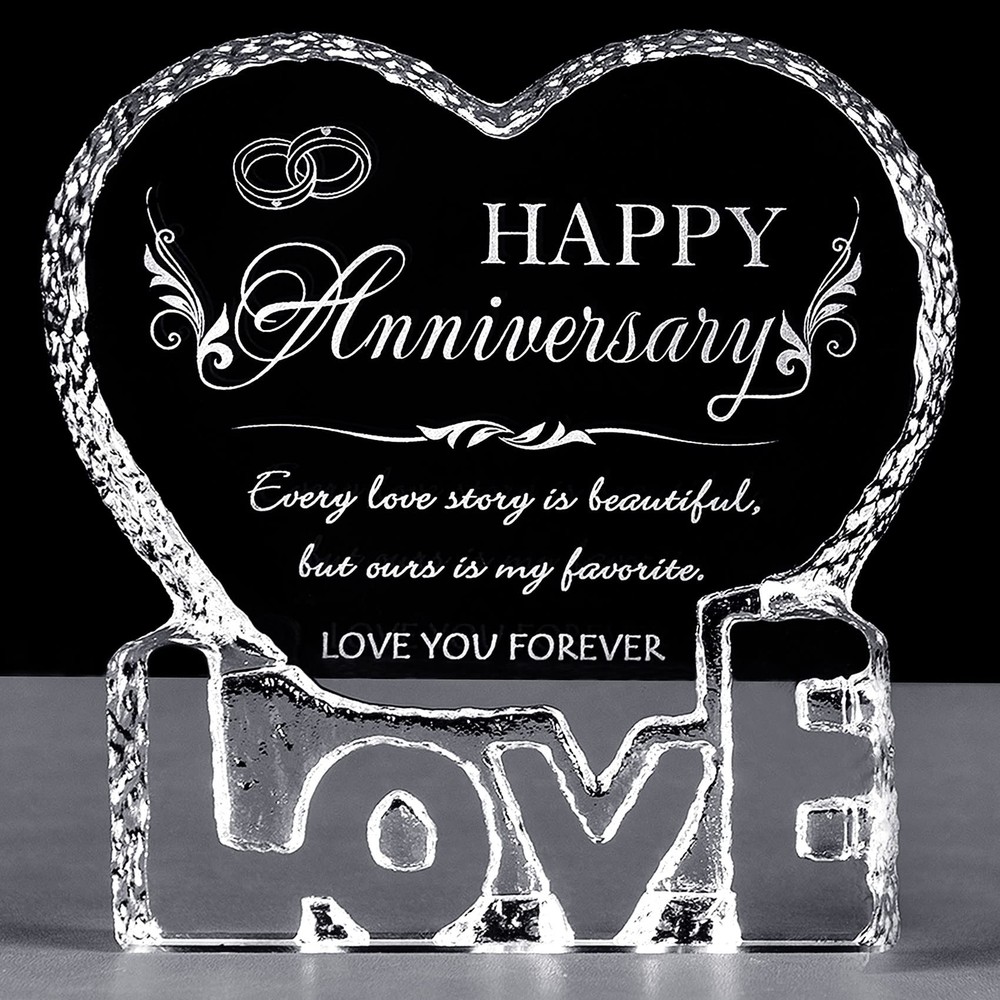 Wedding Anniversary Romantic Gift for Her, Crystal Happy Anniversary for Wife...