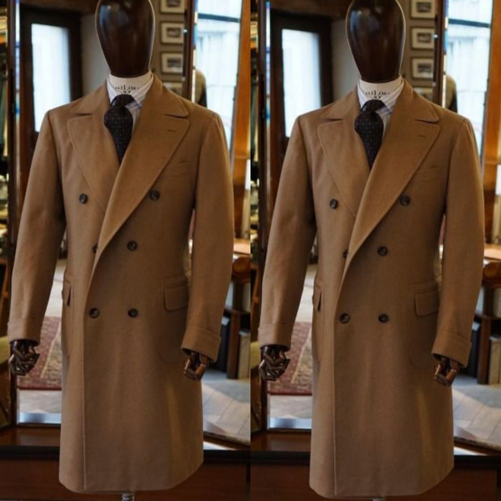 Warm Men's Overcoat Formal Double Breasted Winter Suit Business Tuxedo Jacket