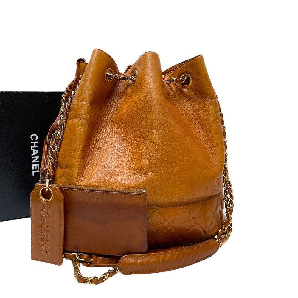 Chanel Matelasse Leather Drawstring Chain Shoulder Tote Bag