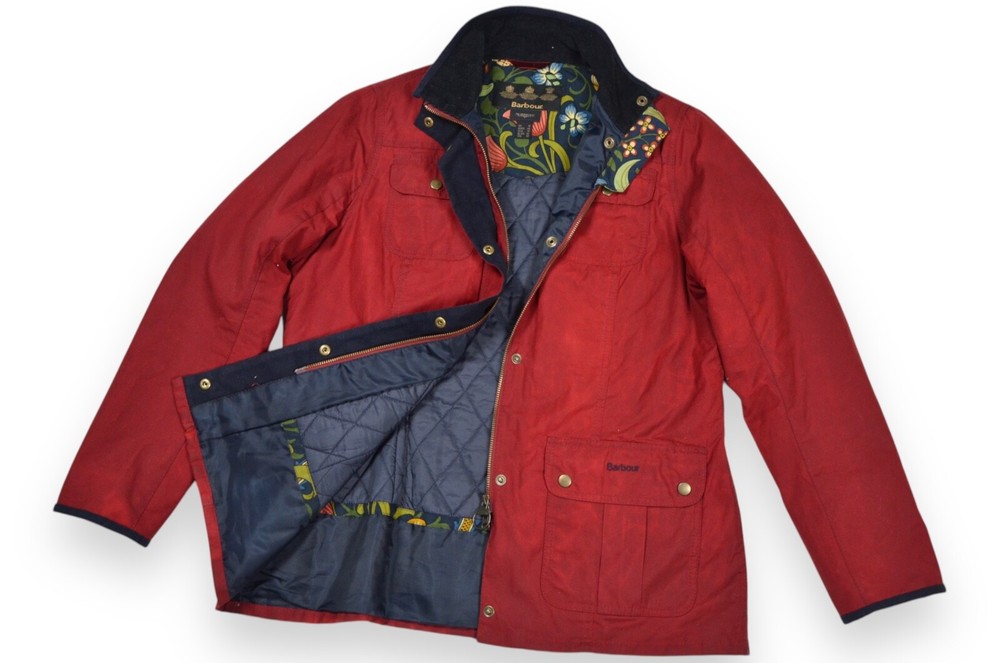 Women's Barbour Morris Jacket Wax Red England Size 18