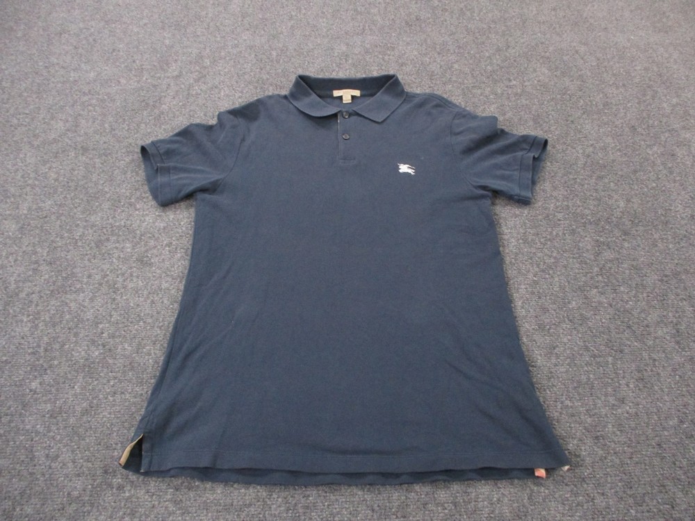 Burberry Brit Shirt Mens L Blue Polo Golf Stretch Preppy Logo Business Casual