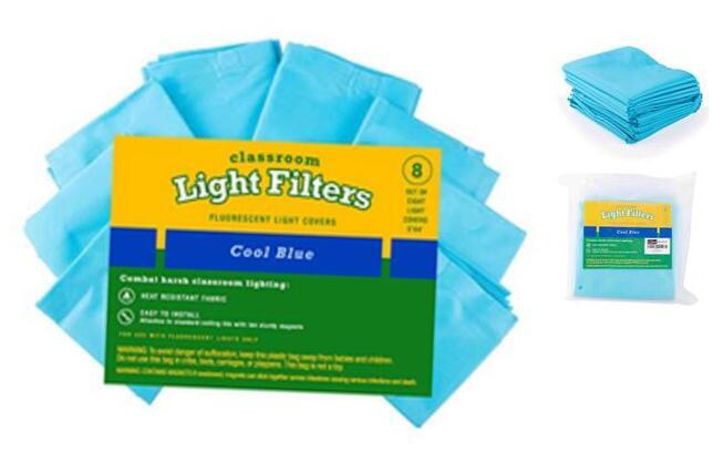 Fluorescent Light Diffuser Covers (Set of 8) Filters Light for Classrooms and