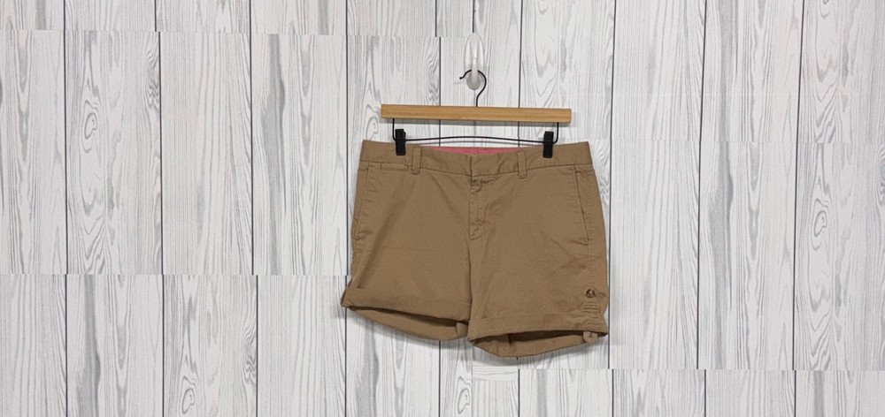 Banana Republic khaki shorts womens size 8 chino mid rise cotton 5 inch inseam