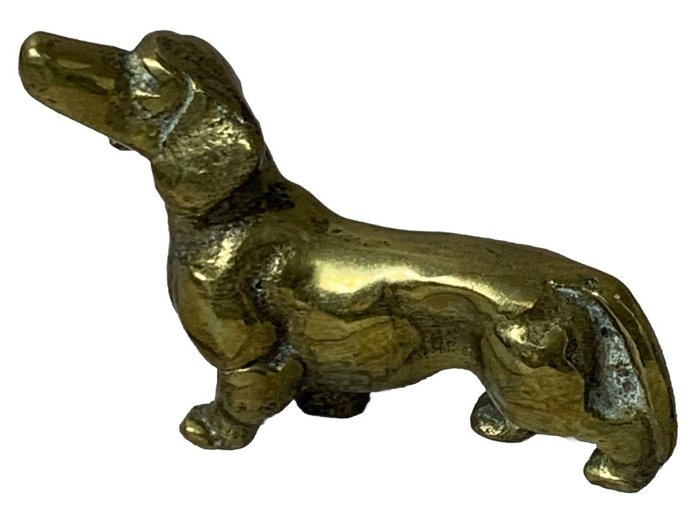 Brass Dachshund Figurine 3” Nose To Tail 2” Tall