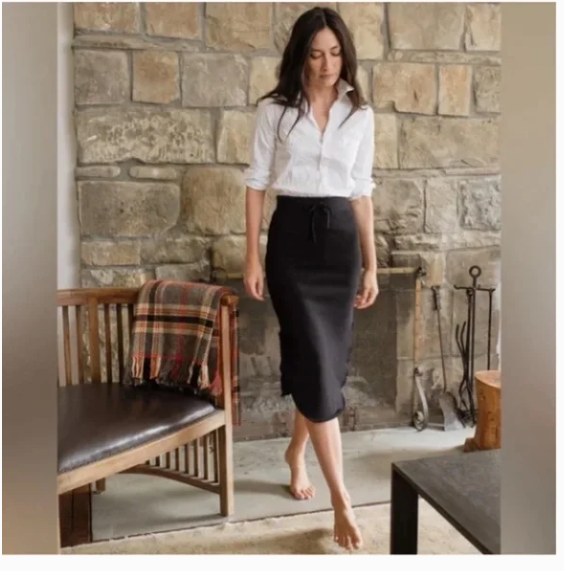 Frank & Eileen Donegal Unforgettable Skirt Midi Black L NWOT