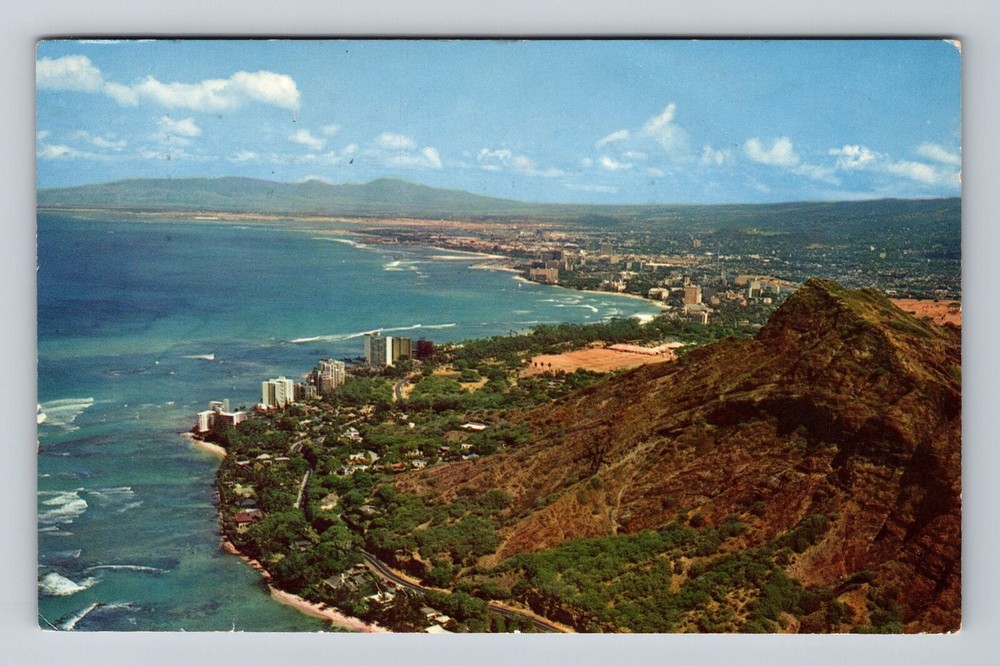 Aerial View of Diamond Head in Waikiki HI, Vintage 1964 Postcard