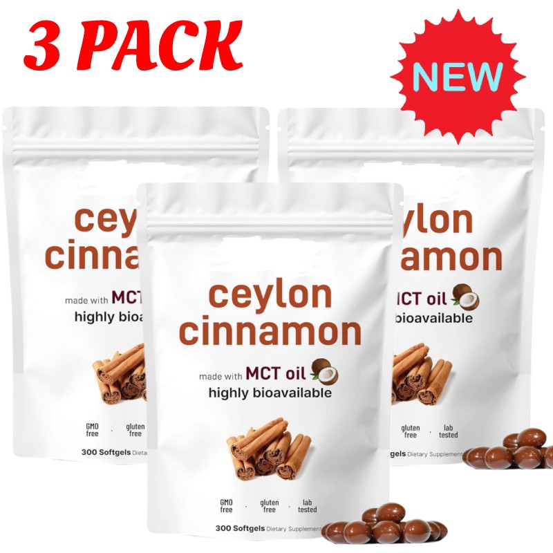 3X Ceylon Cinnamon 7,200Mg Equivalent |300Softgels with MCT Oil|HighlyBioavail