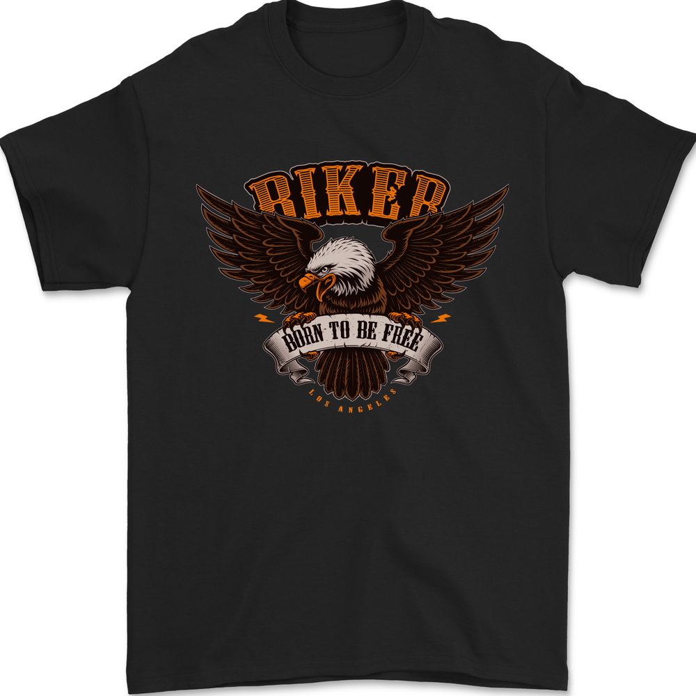 Biker Born to Be Free Motorbike Motorcycle Mens T-Shirt 100% Cotton
