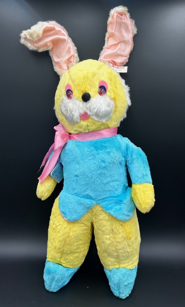 LARGE Vintage AMAZING  Plush Easter Bunny Rabbit ALLIED TOY Yellow & Blue 24