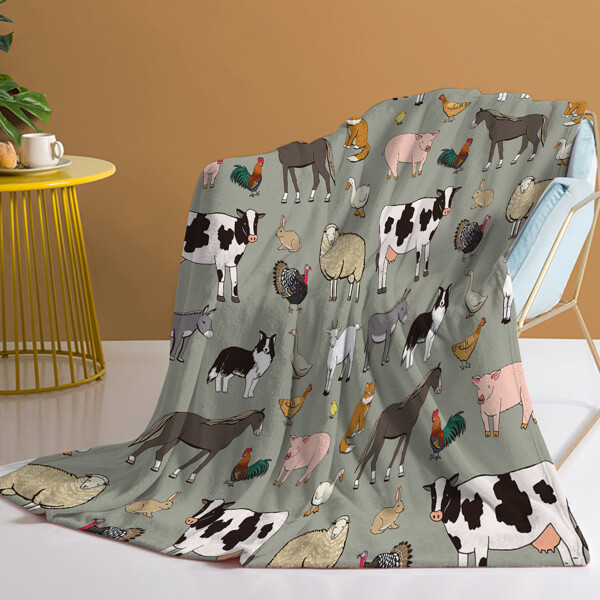 Soft Durable Animal Print Blanket for Adults Women Featuring Pigs and Horses