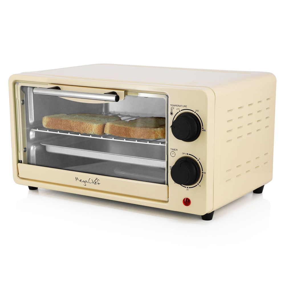 MegaChef 9.5 Quart Electric Counter Top Toaster Oven in Cream