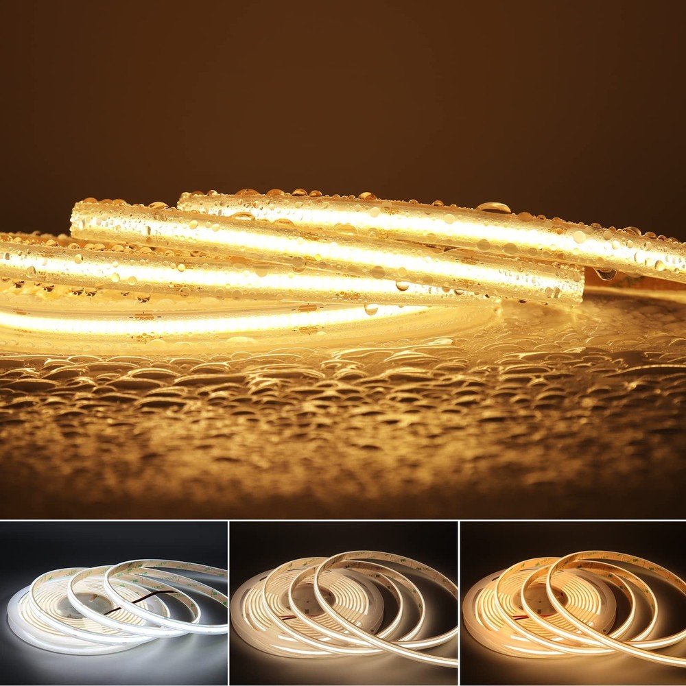 IP68 Waterproof 16.4FT COB LED Strip 12V 4000K High CRI 90 480 LEDs Tape Light