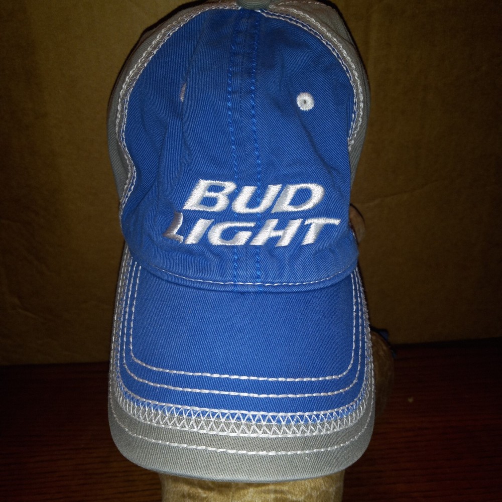 Bud Light Trucker Mens Hat Cap Gray Blue Adjustable