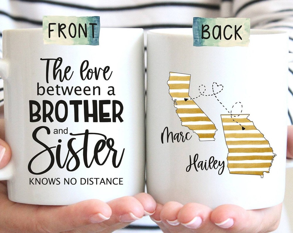 State To State Mug Long Distance Mug Brother Mug Sister Mug Brother Gift Brother