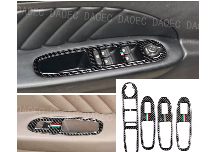 Set of 4 Carbon Fiber Door Handle Interior Panel Frame Cover for Alfa 159 04-11