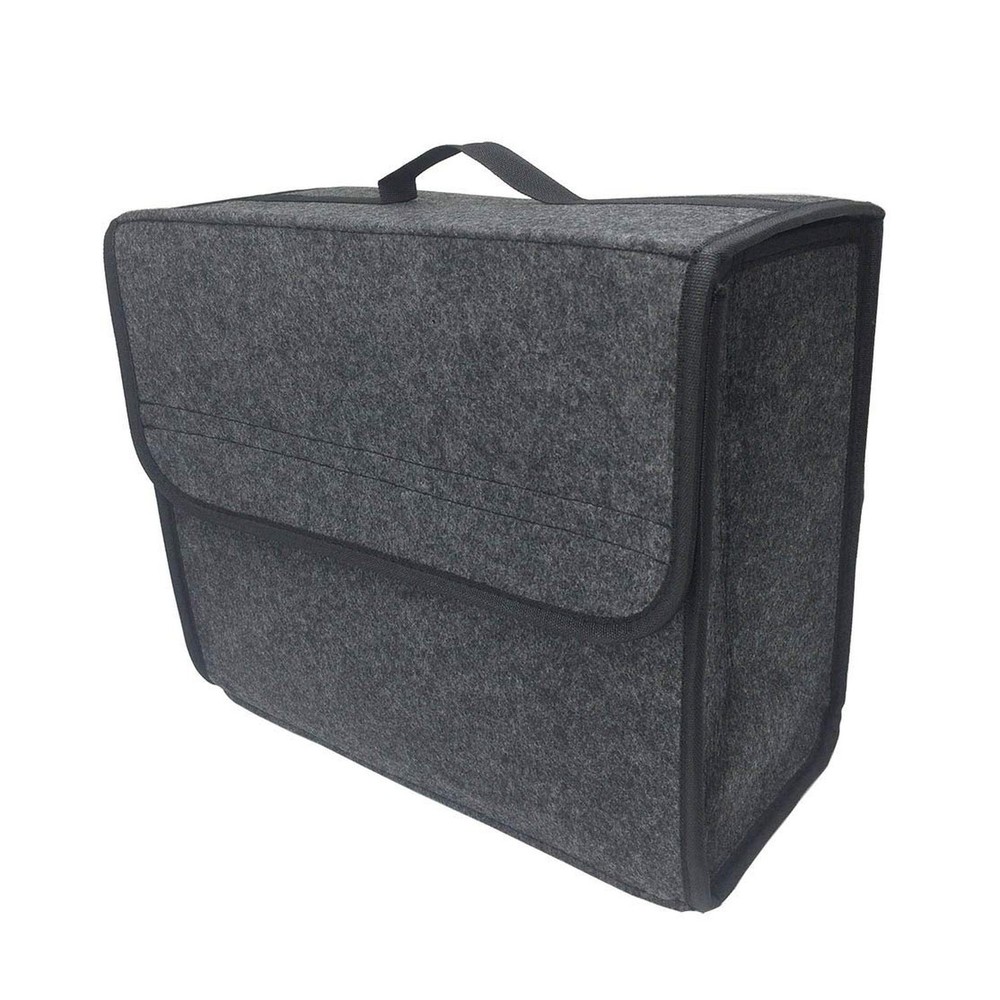 Soft Felt Car Organizer 13.8x11.8x7.9 Inch Foldable Storage Box Non-Slip