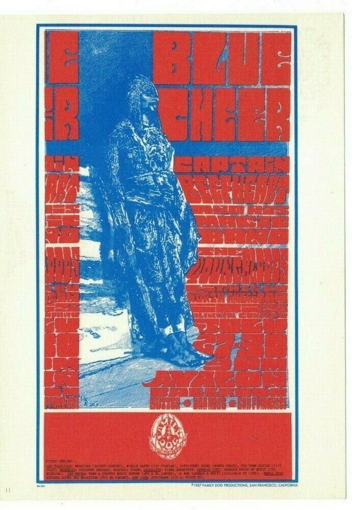 BLUE CHEER YOUNGBLOODS CAPT BEEFHEART AVALON FAMILY DOG POSTCARD FD-73 N/M B-15