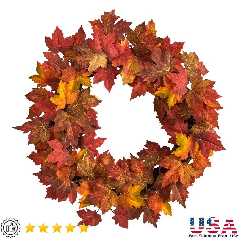 Thanksgiving Maple Leaf Wreath Artificial Home Decor for Indoor Display