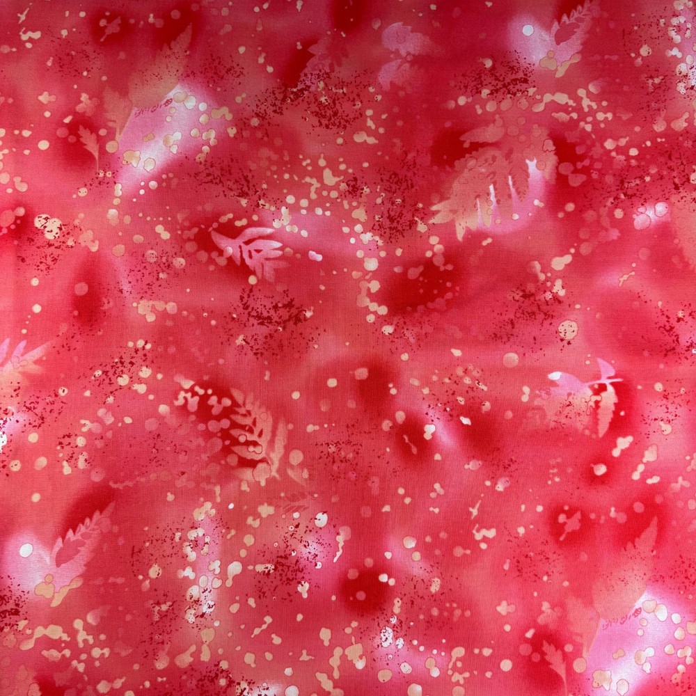 Spectacular Batik,Fossil Fern Red Blush, Benartex Cotton, BTHY or BTY
