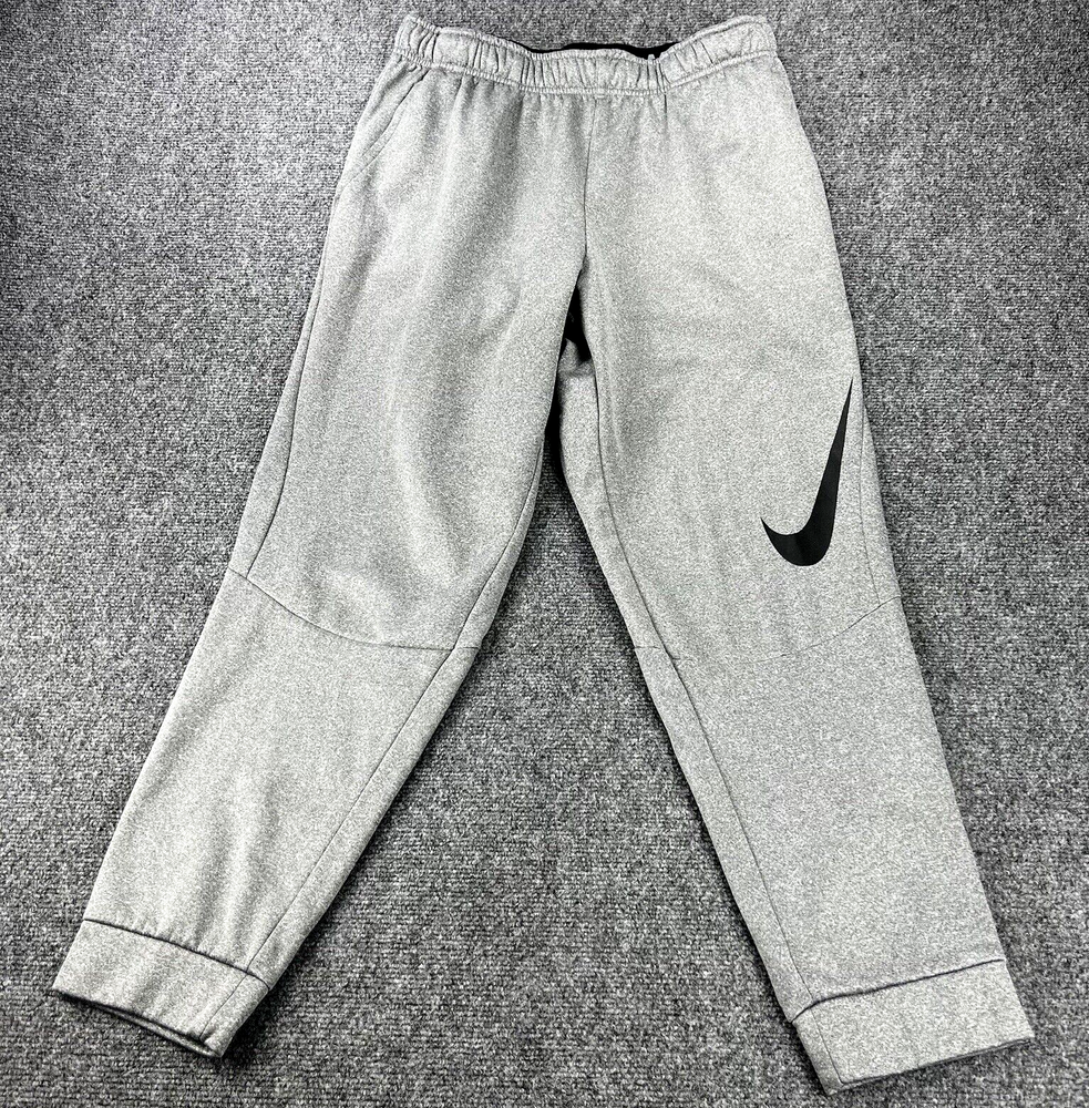 Nike Dri Fit Joggers Mens Large Gray Performance Track Tapered Pants Big Swoosh