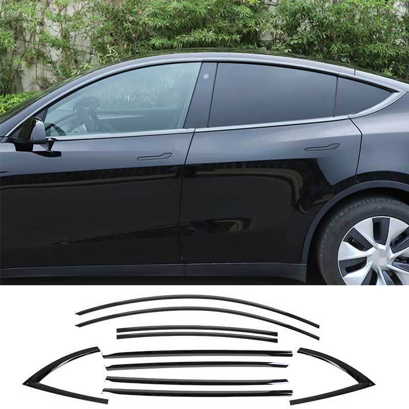Black Titanium Windows Strip Sill Molding Cover Trim For Tesla Model Y 2020-2021