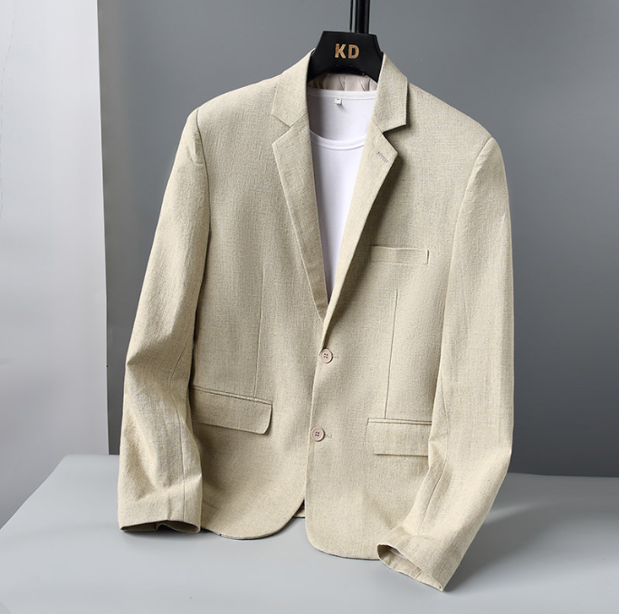 New Men's Cotton linen Casual Blazers Sport Coats Regular Fit Suit Blazer Jacket