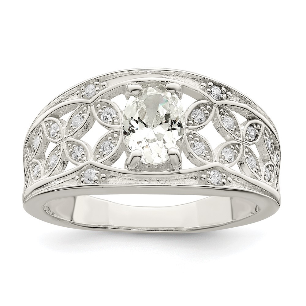 925 Sterling Silver Cubic Zirconia Flower Ring Gift for Women