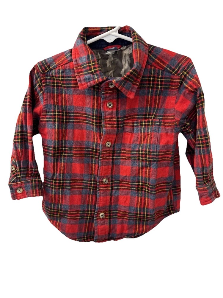 Baby GAP Red Plaid Button-Down Dress Shirt Size Toddler 2 Years
