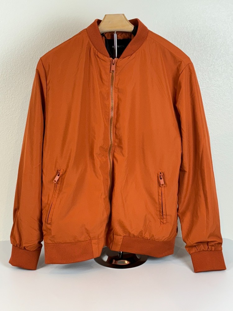 Fashion Nova Eddie Bomber Jacket Men's M Burnt Orange-NWOT Streetwear Y2K