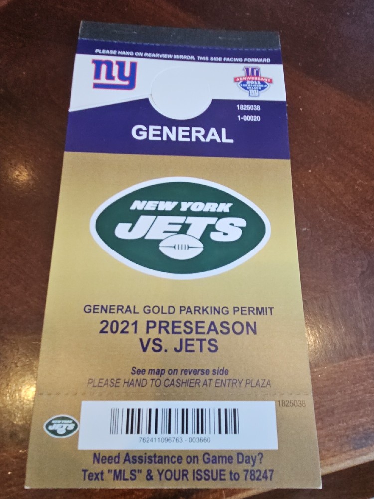 10 Used 2021 NY Giants Gold Lot Parking Stubs - Vouchers for NY Games-image