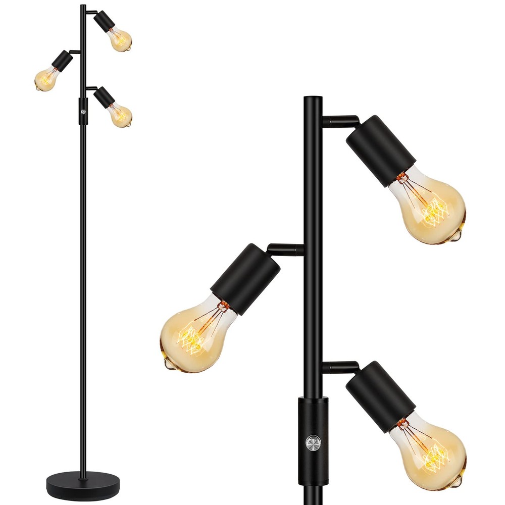 Industrial Tree Floor Lamp with Adjustable Height Modern Standing Light