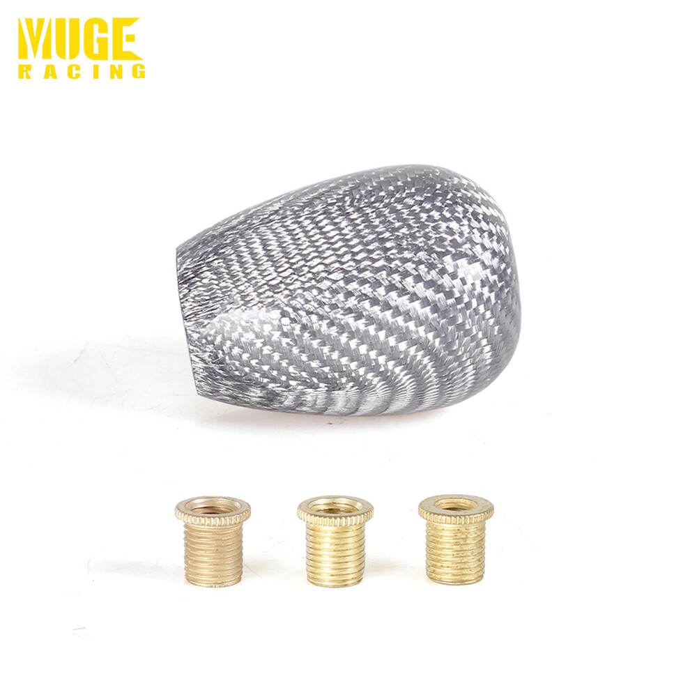 Carbon Fiber Silver Manual MT Car Gear Stick Shift Knob Lever Shifter Universal