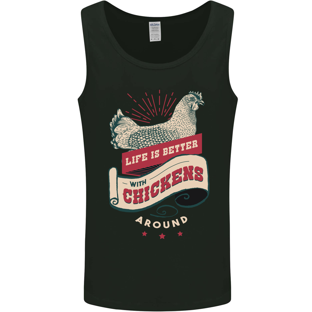 Life is Better With Chickens Around Farmer Mens Vest Tank Top
