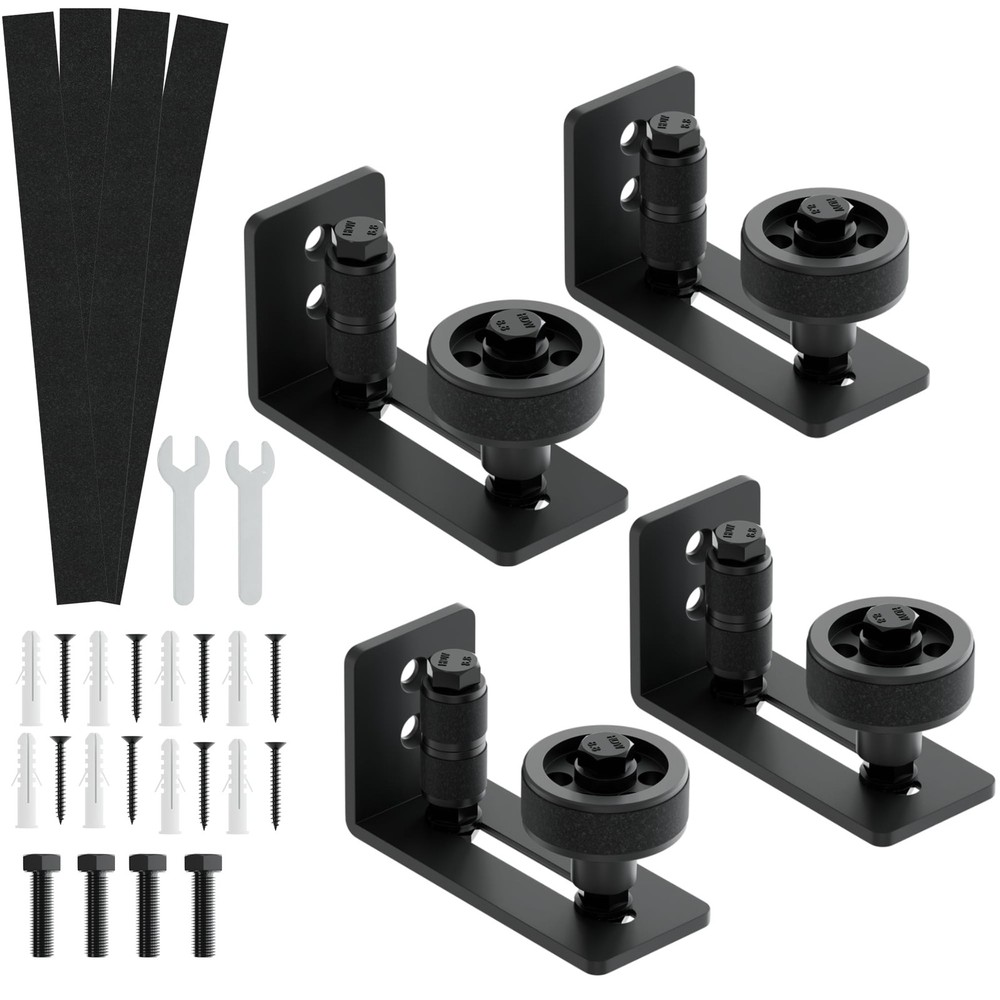 Sliding Barn Door Floor Guide with Wall Mount Stay Roller and 8 Setup Options