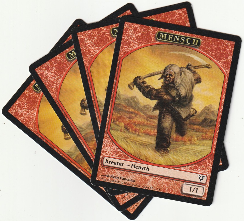 ✪ 4 MAGIC The Gathering HUMAN Red Token Creature MTG PLAYSET AVR/EN 2012