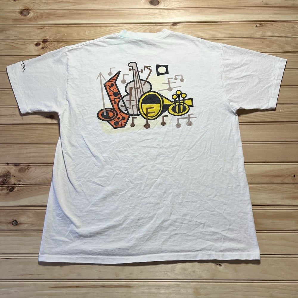Vintage 90s VISA Real Jazz Music Abstract Art Shirt Size XL Single Stitch
