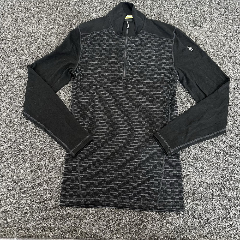 Smartwool Classic Thermal Merino 250  1/4 Zip Mens S Black MSRP $130 Base Layer